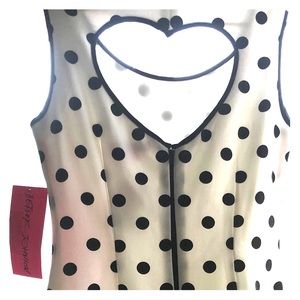 New Betsy Johnson ivory dress, black polka dots